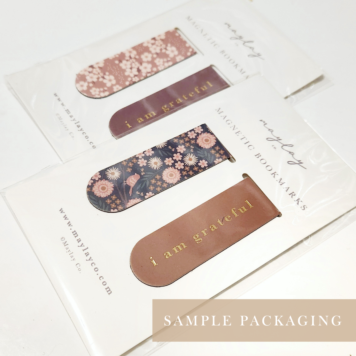Strawberries Floral "I Am Grateful" Magnetic Bookmarks (Set of 2) — Page Markers for Books, Journals & Planners
