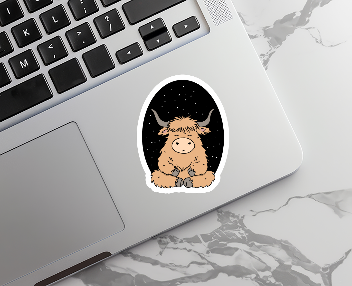 Yoga Highland Cow | Mindful | Waterproof Sticker | 3"