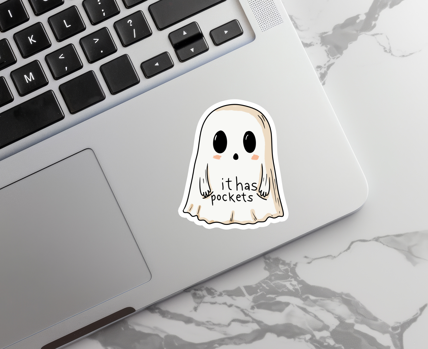 It Has Pockets Ghost | Funny | Waterproof Sticker | 3"