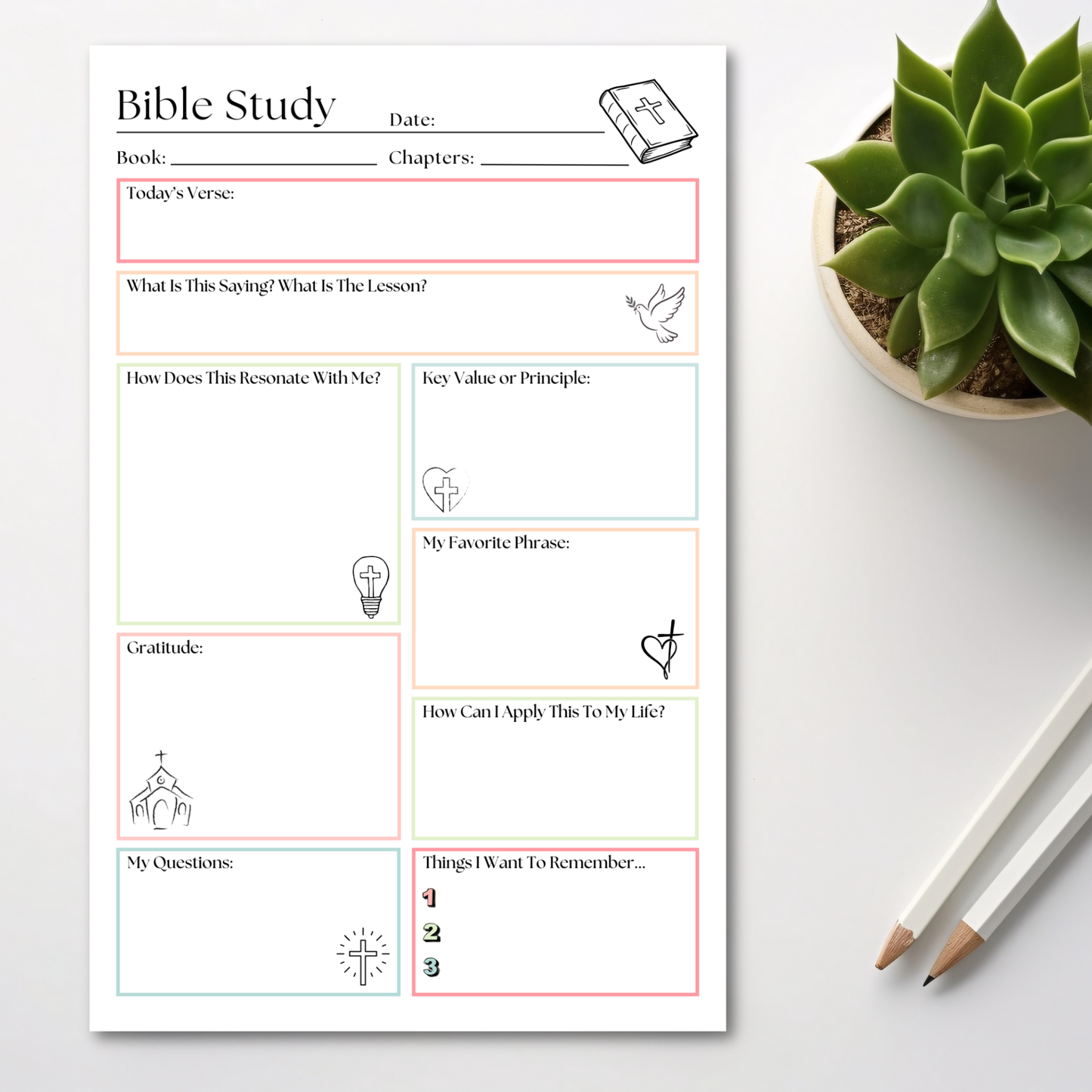 Bible Study Planner: 50-Page Notepad