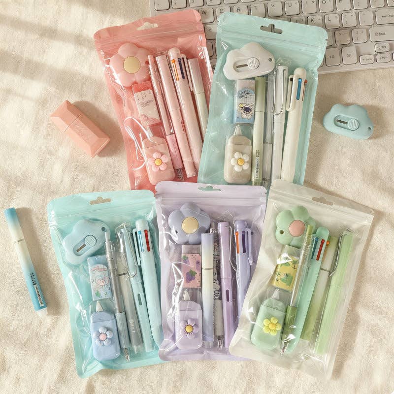 7 pcs flower themed stationary set