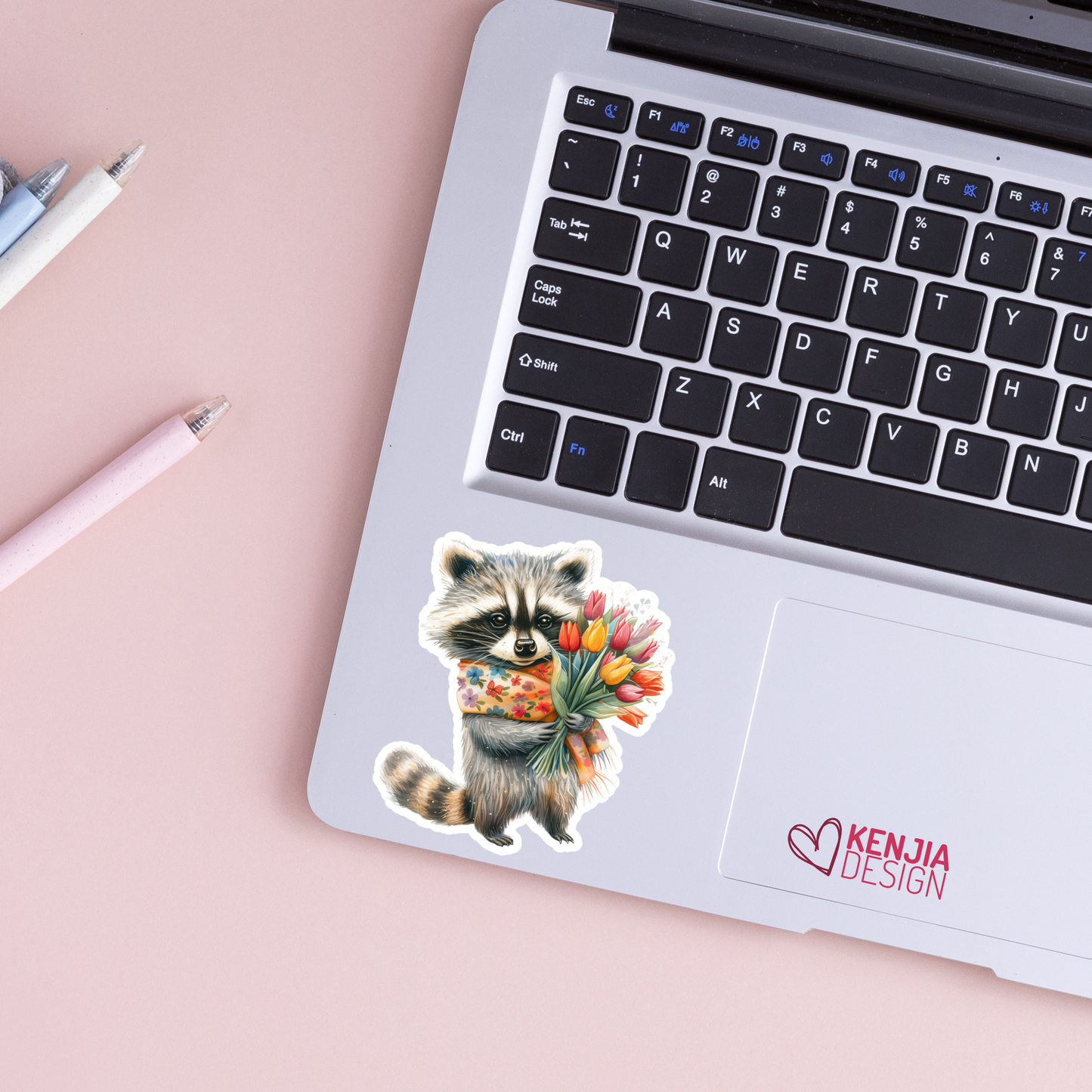 Raccoon With Summer Flowers Stickers & Magnets / Watercolor: Matte Stickers 2''