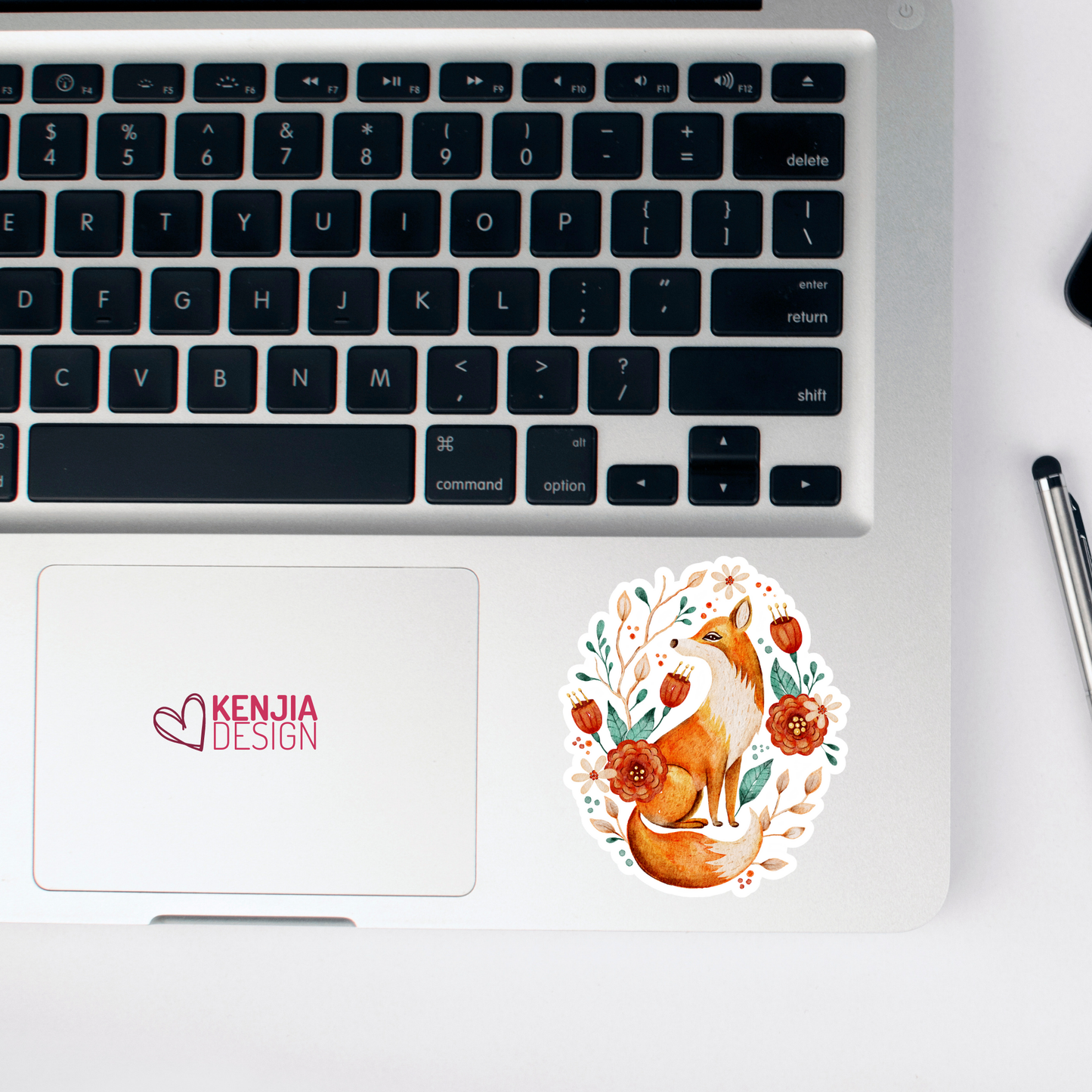Cute Fox Stickers and Magnets with Flowers: Matte / 2'' Stickers