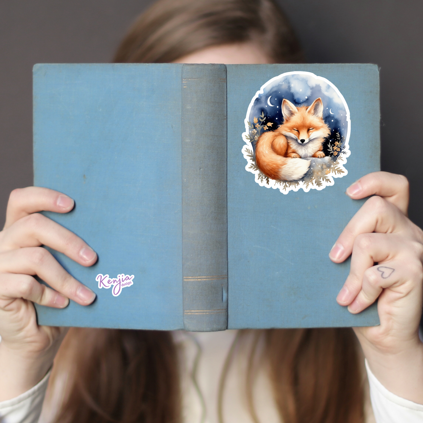 Cute Fox with Moon Stickers / Waterproof: Waterproof Matte