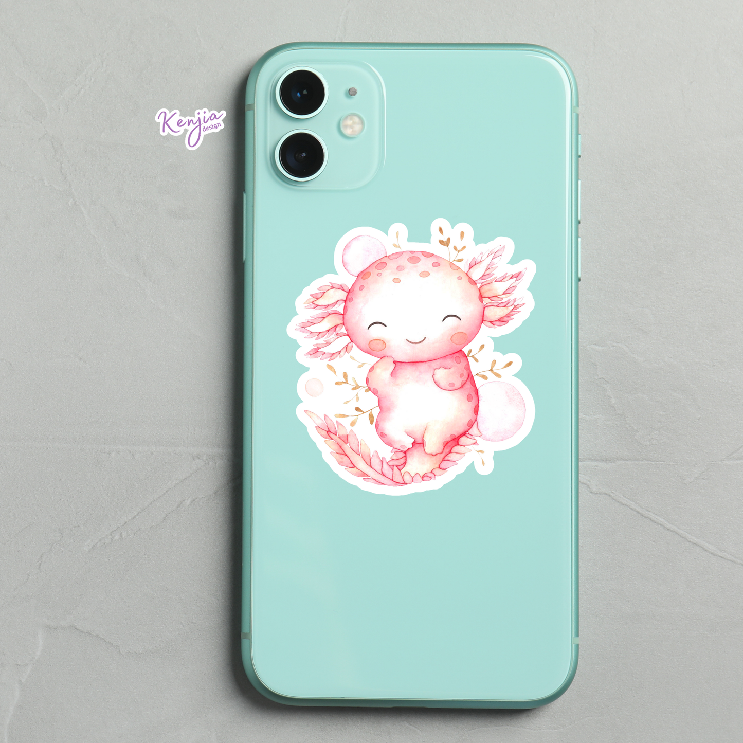 Cute Watercolor Axolotl Stickers / Waterproof: Waterproof Matte