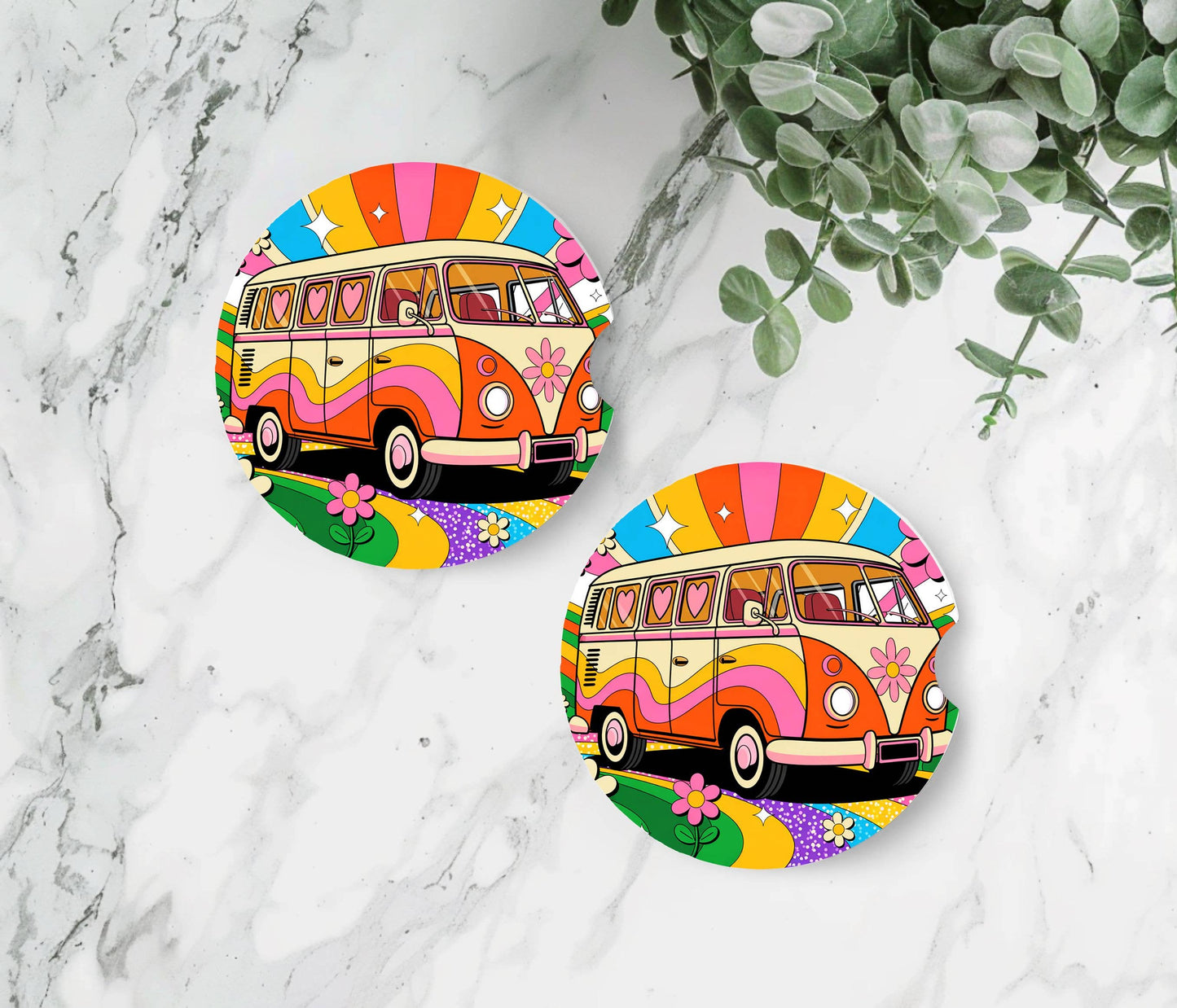Retro Van Car Coasters -Neoprene Set of 2