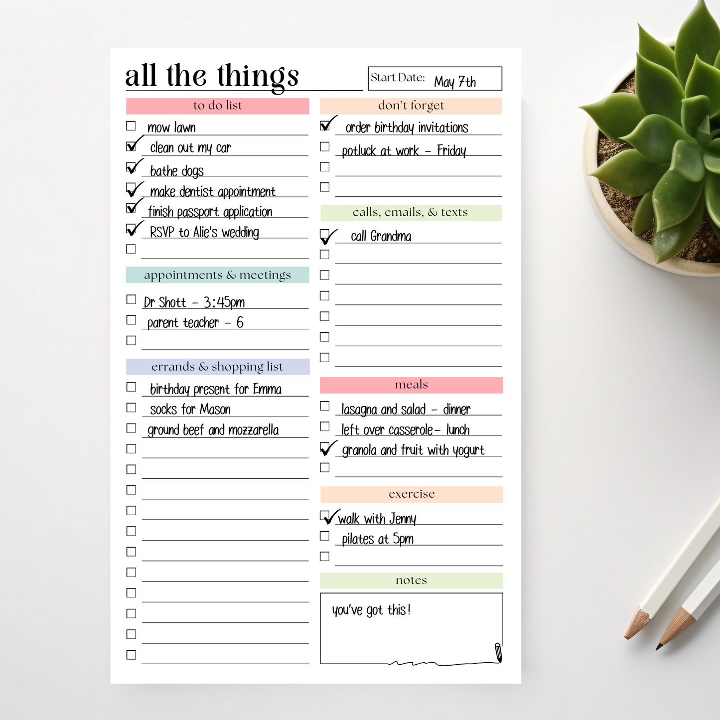 Daily and Weekly To-Do List: 50-Page Notepad