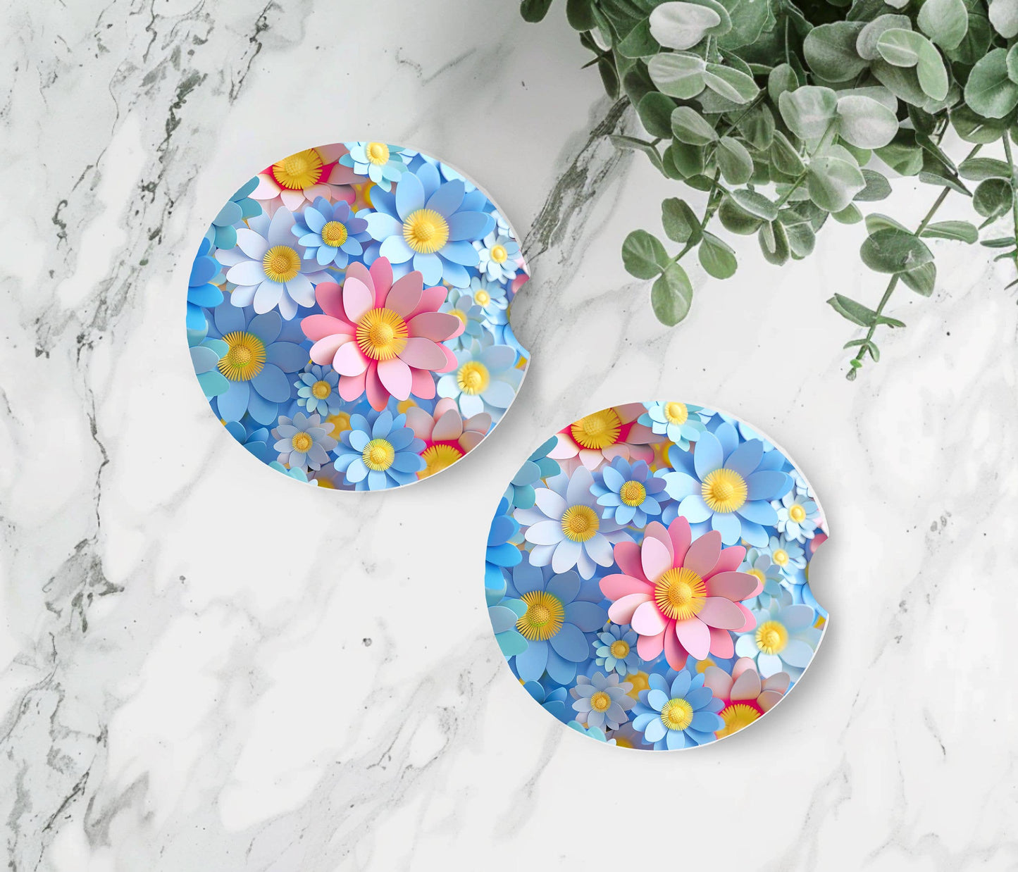 Spring Flowers Car Coasters -Neoprene Set of 2