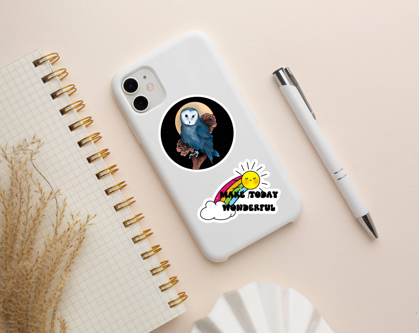 Floral Moon | Celestial | Waterproof Sticker | 3"