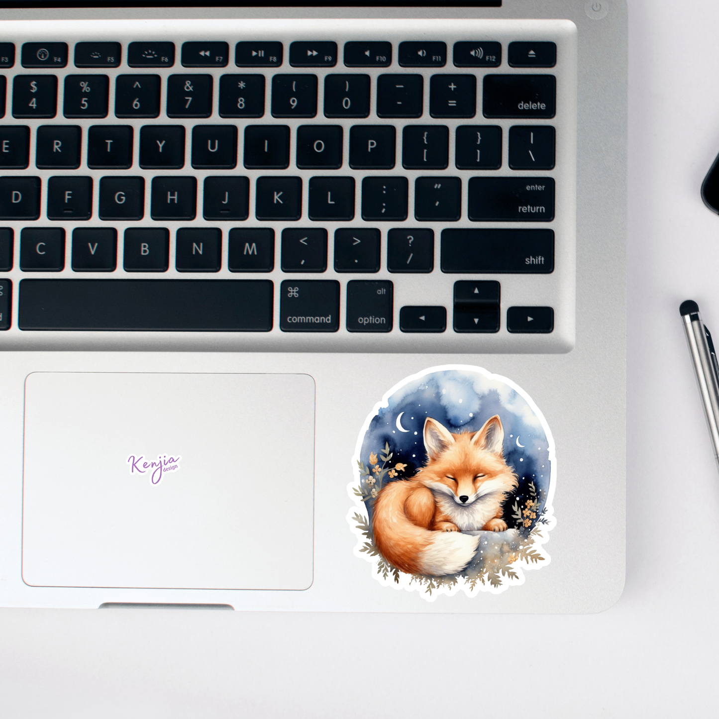 Cute Fox with Moon Stickers / Waterproof: Waterproof Matte