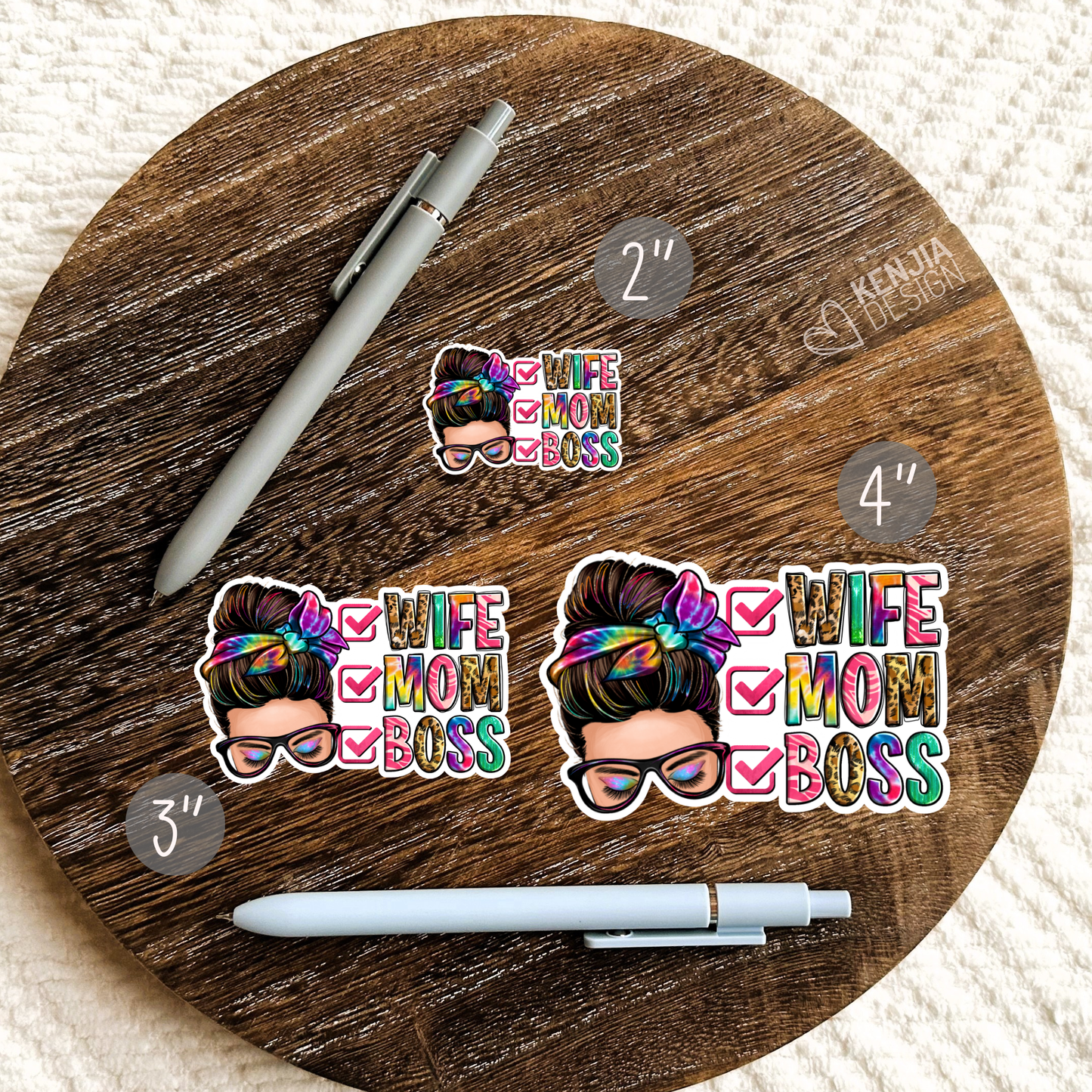 Wife Mom Boss Stickers,  Matte Stickers 2''
