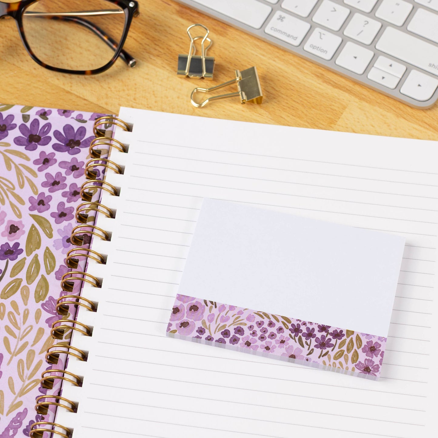 Lilac Floral Sticky Note, 4x3"