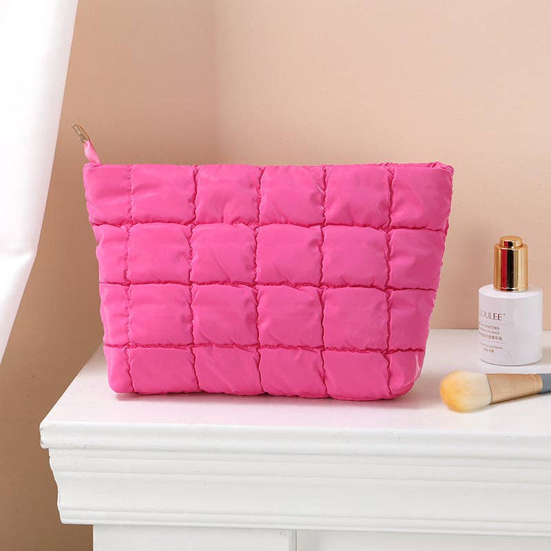 Puffer cosmetic bag small toiletry zipper bag: Light Green