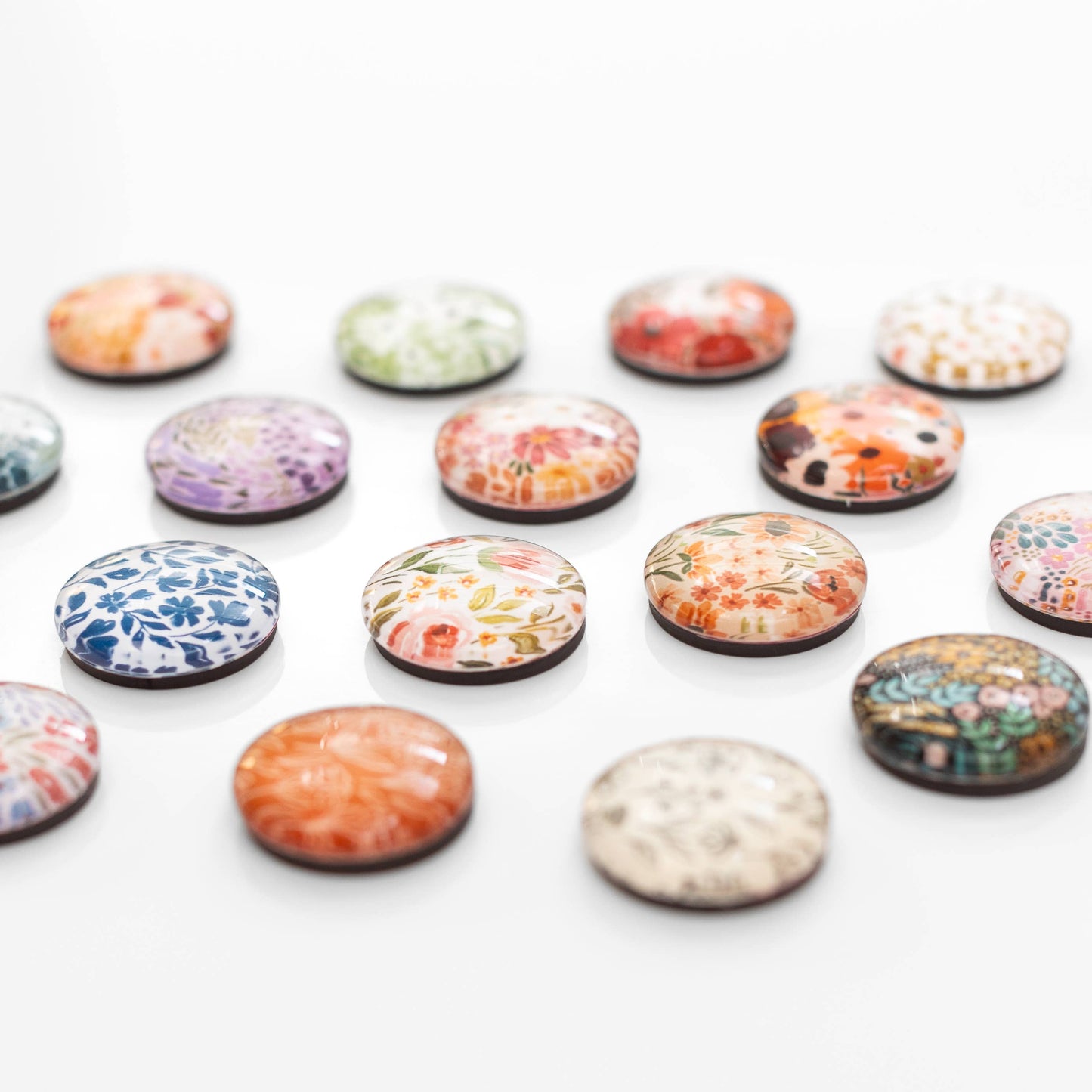 Glass Magnets, Box Set of 8 Floral Magnets: Winter Tones