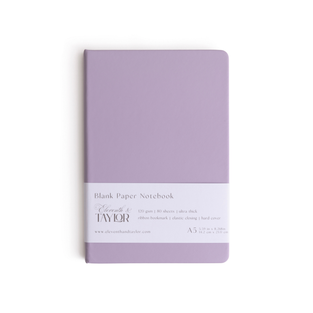 160 Page A5 Blank Journals: 120 GSM Thick Blank Card Stock: Black