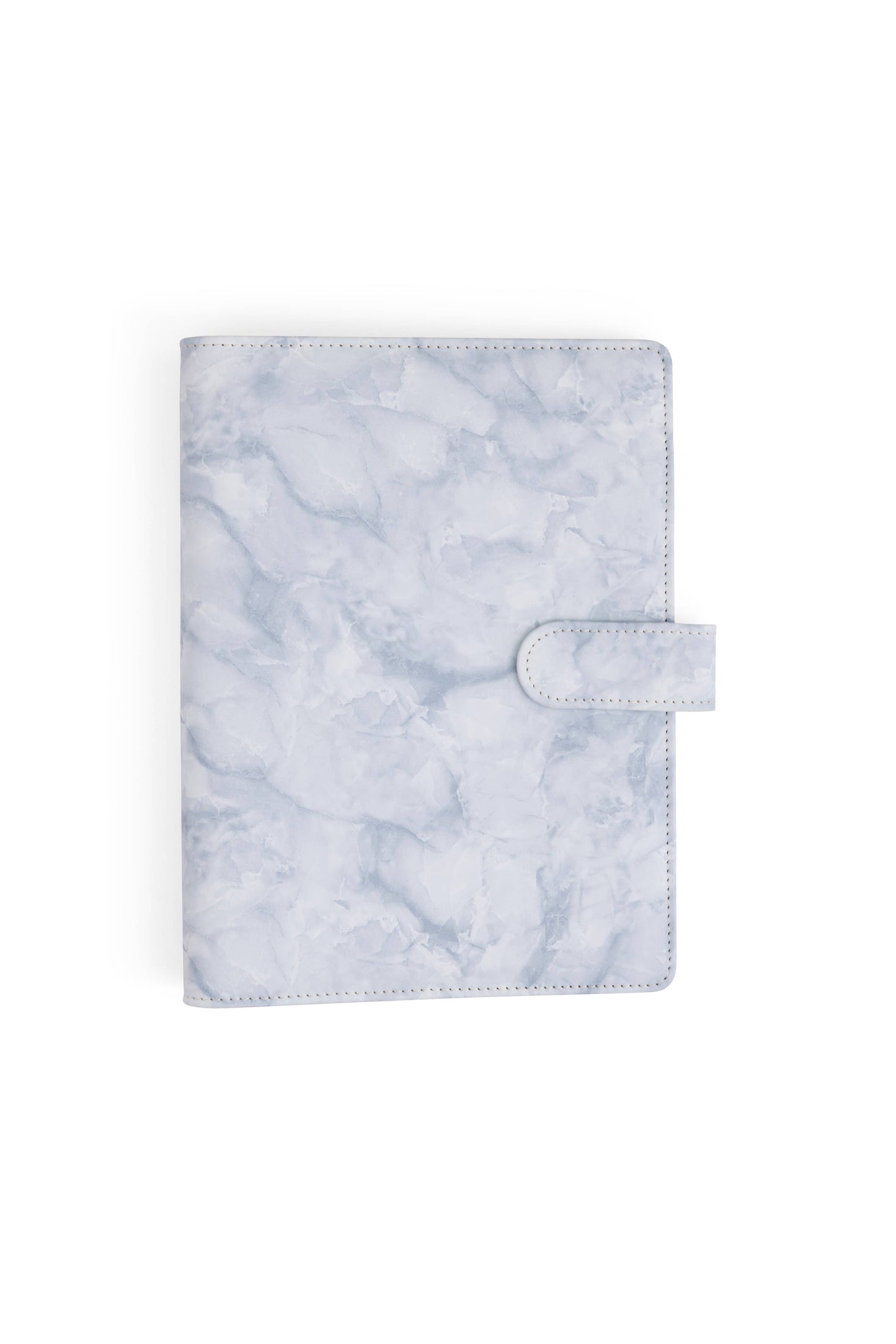 A5 Binder: 6 Hole with Elastic Pen Holder & Magnetic Closure: Marbled Blue