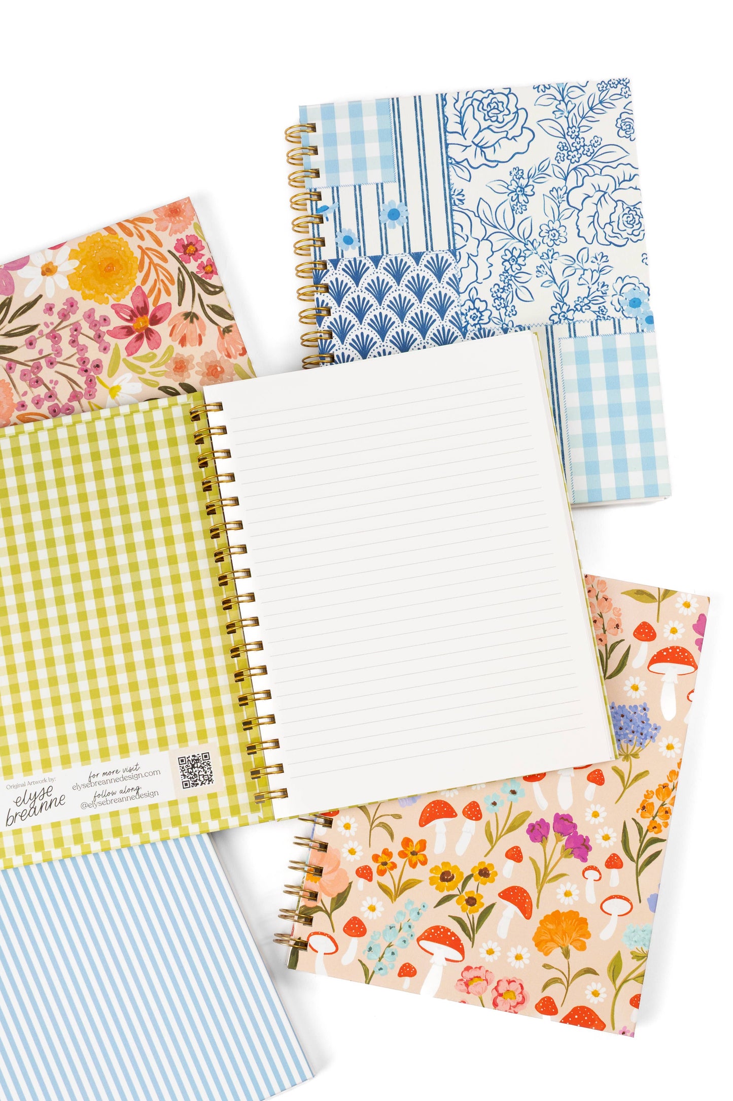 Porcelain Floral 7x9 Hardcover Spiral Notebook