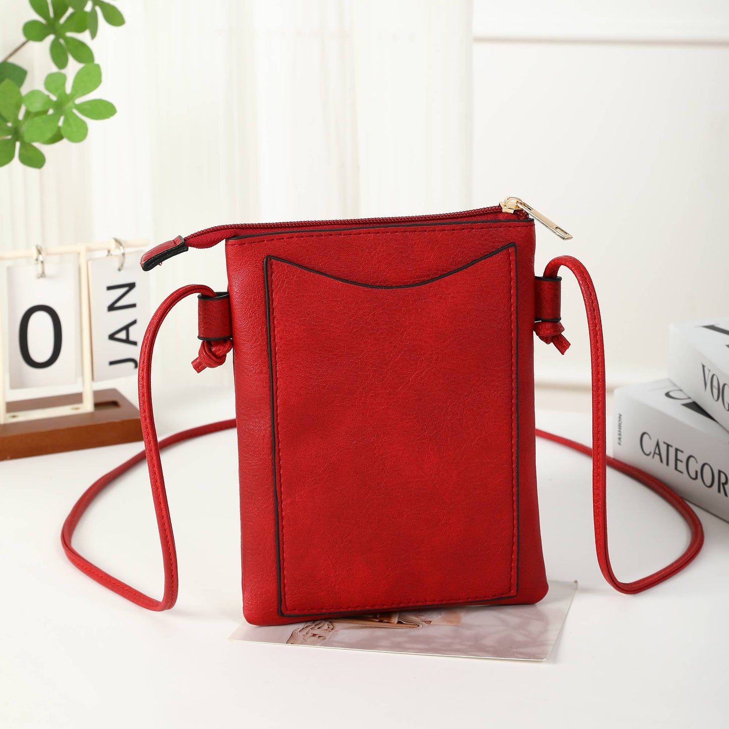 Red - Canadian Flag Lacer cut crossbody cellphone bag