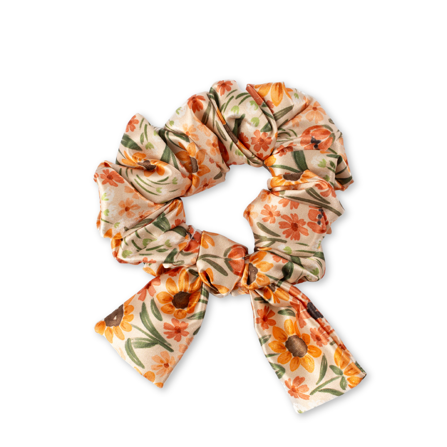 Sunny Poppies Satin Scrunchie