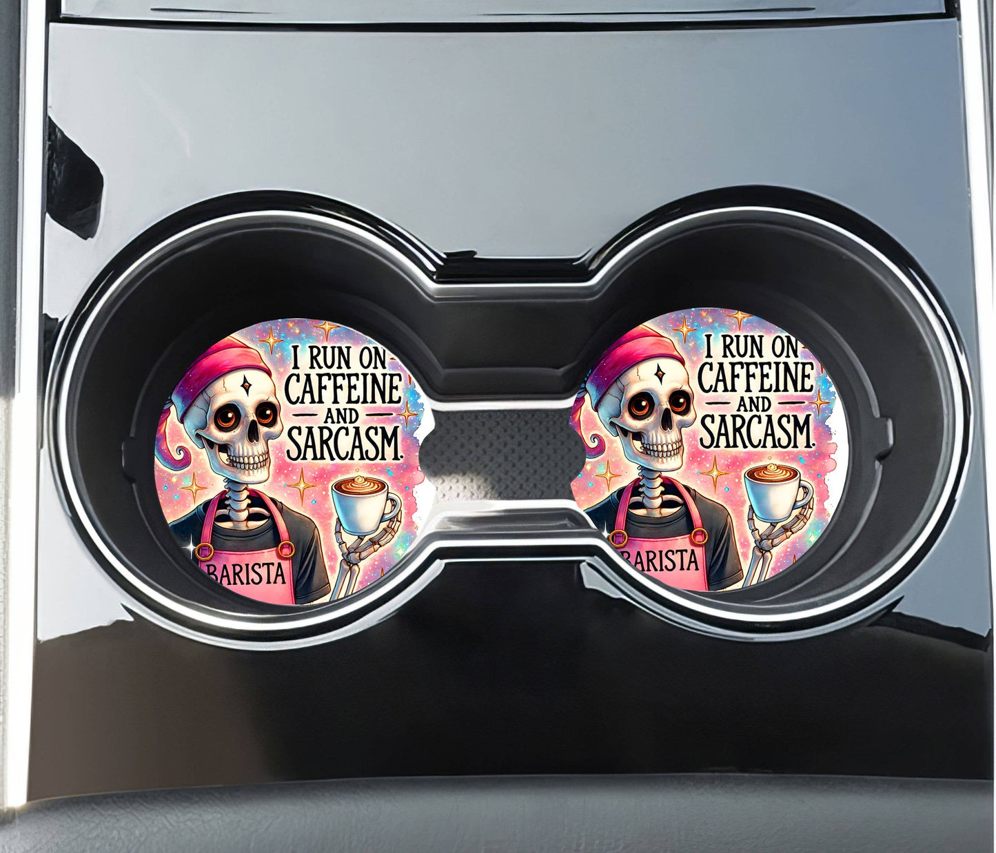 Sarcastic Skeleton Car Coasters - Neoprene Set of 2