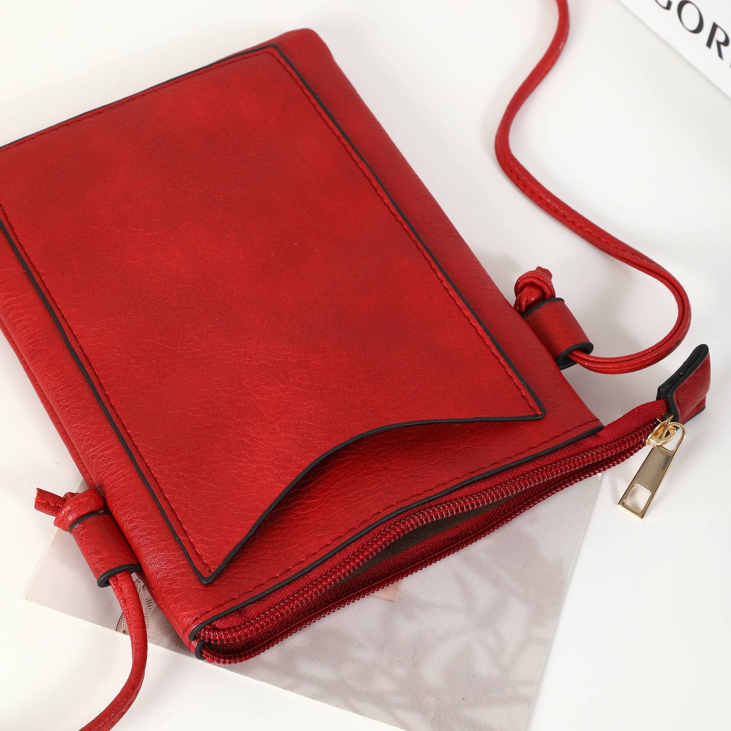 Red - Canadian Flag Lacer cut crossbody cellphone bag
