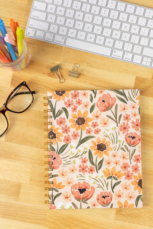 Sunny Poppies 7x9 Hardcover Spiral Notebook