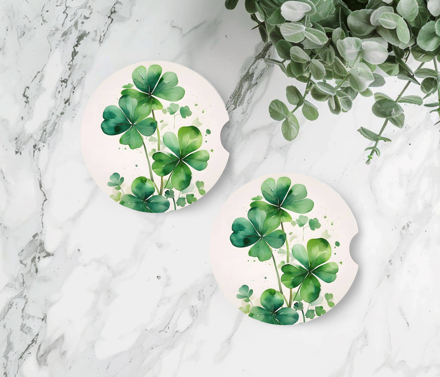 Lucky Clover Car Coasters -Neoprene Set of 2