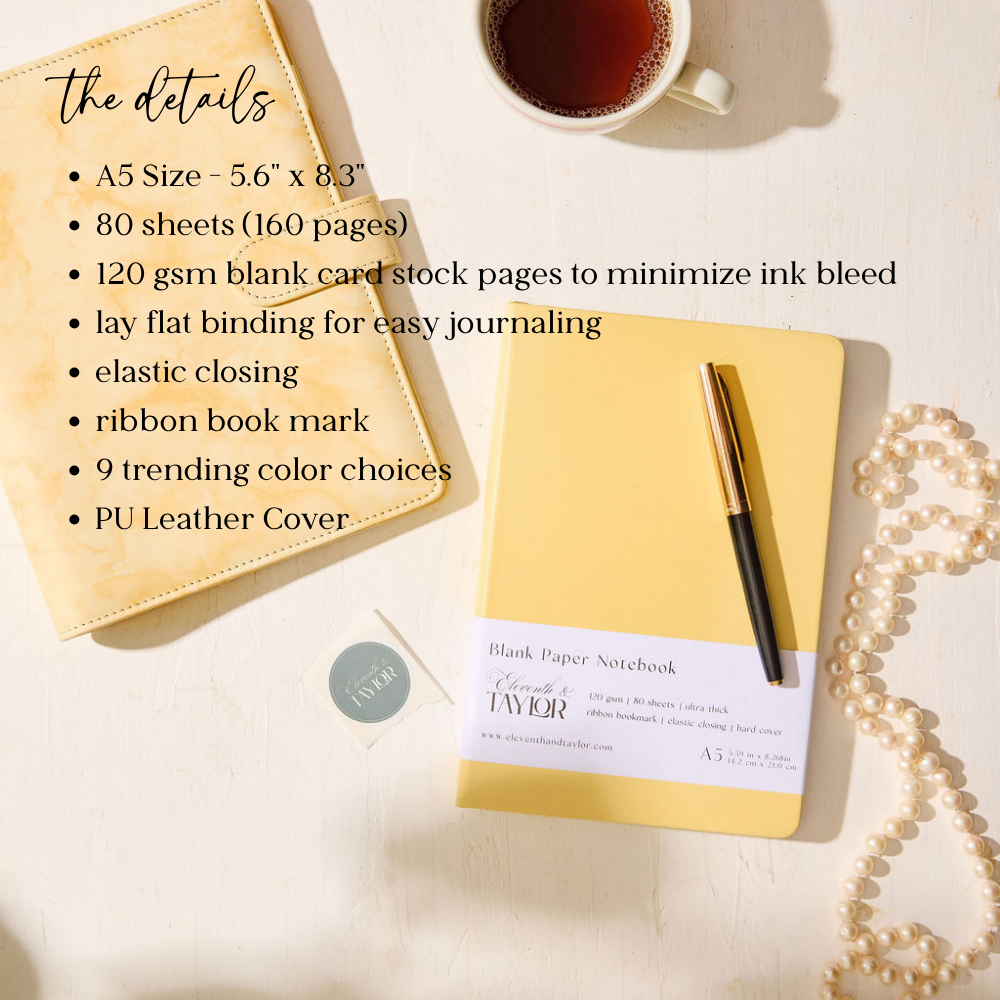 160 Page A5 Blank Journals: 120 GSM Thick Blank Card Stock: Navy Blue