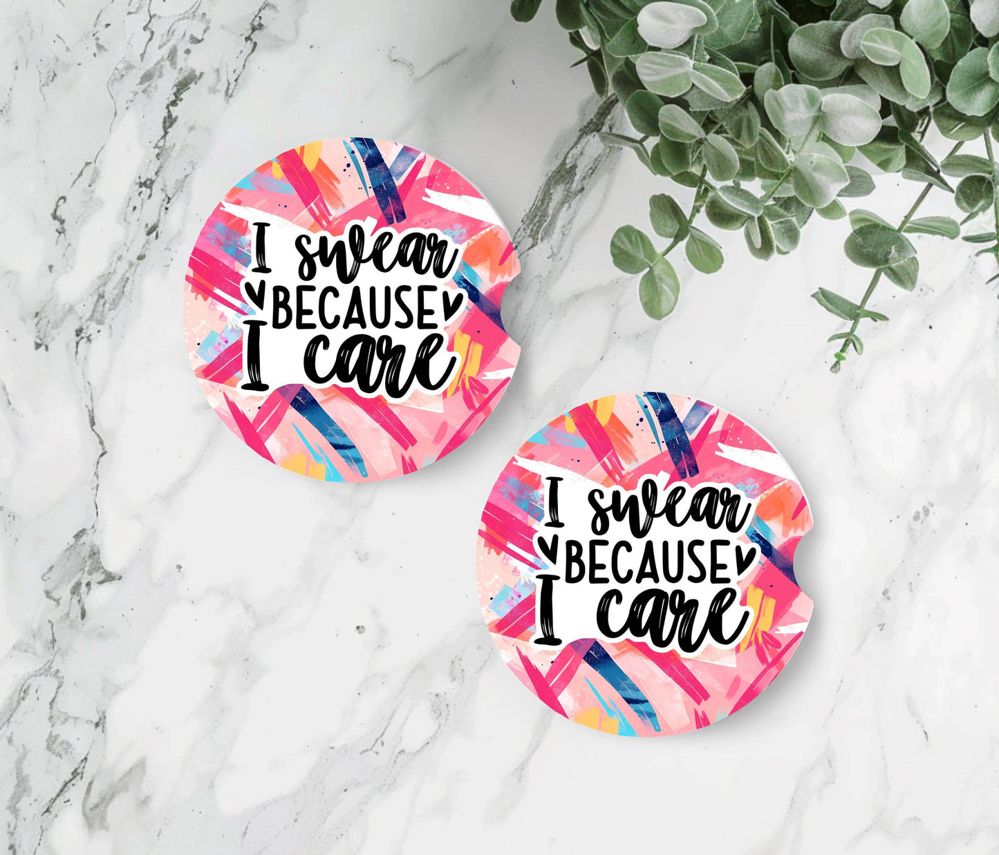 Sarcastic Swear Car Coasters -Neoprene Set of 2