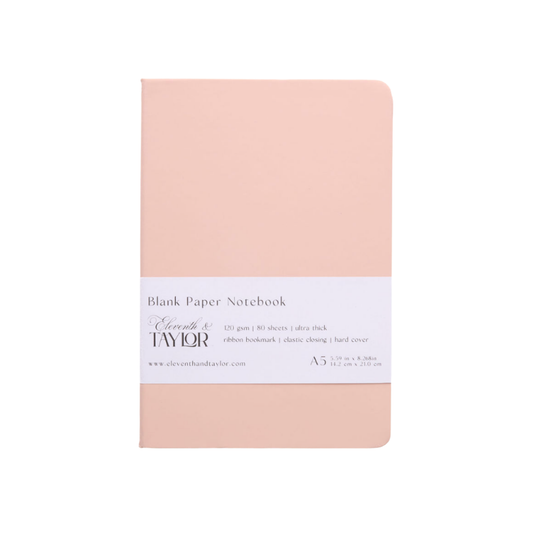 160 Page A5 Blank Journals: 120 GSM Thick Blank Card Stock: Muted melon