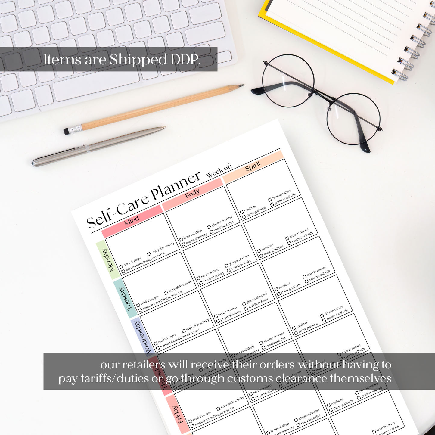 Weekly Self-Care Planner: 50 Page Tear-Off Notepad