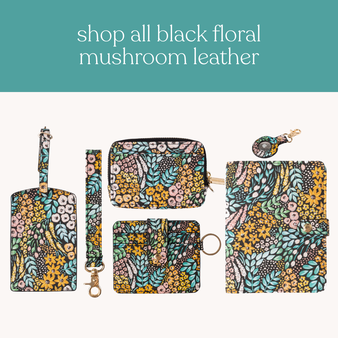Black Floral Wristlet Keychain