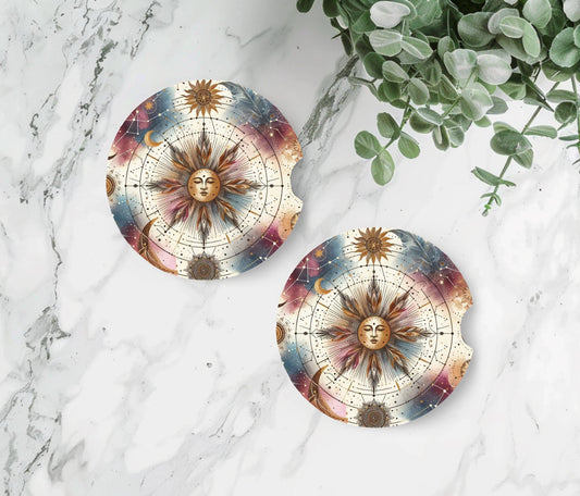 Sun Moon Car Coasters - Neoprene Set of 2