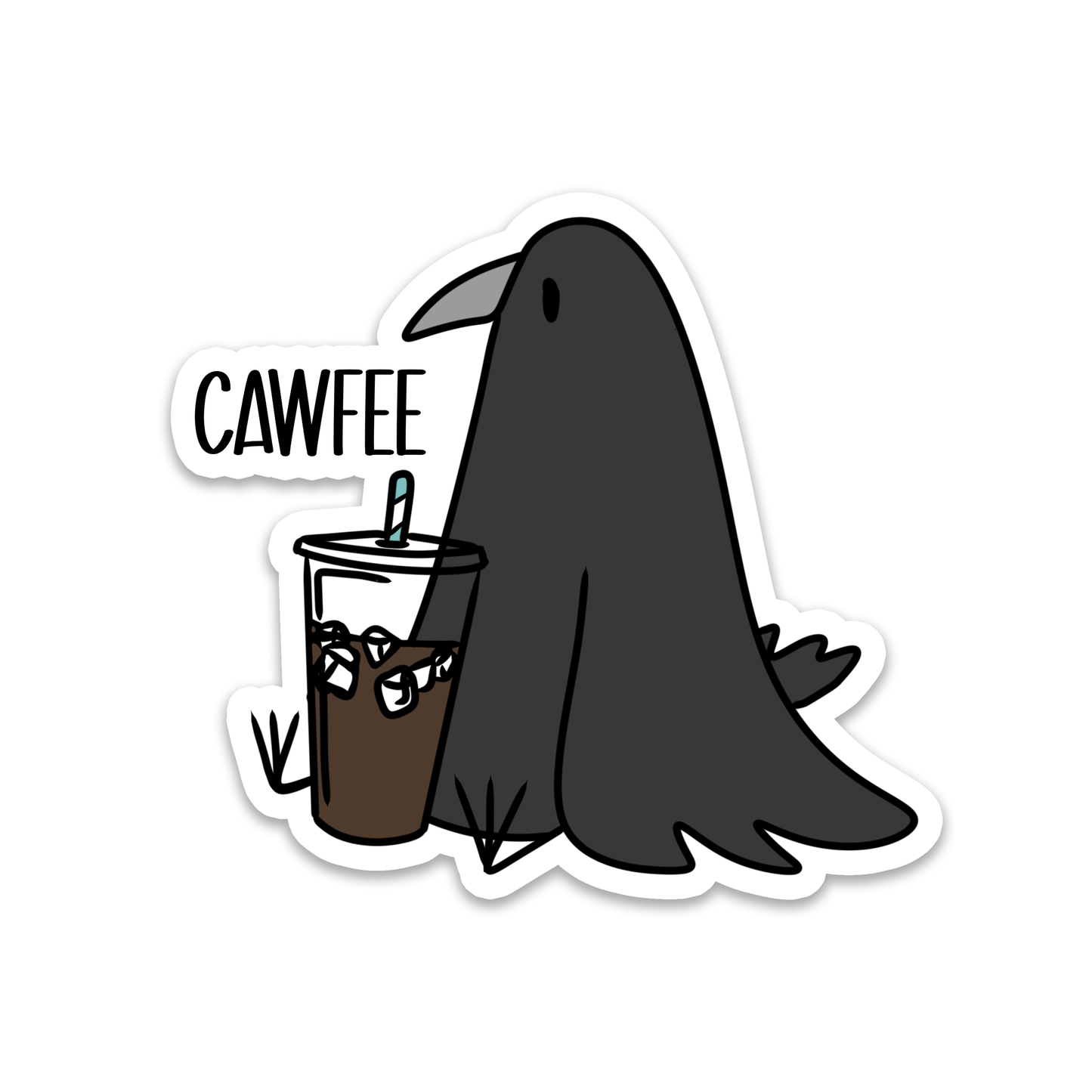 Cawfee Crow | Animals | Bird | Waterproof Sticker | 2.5"