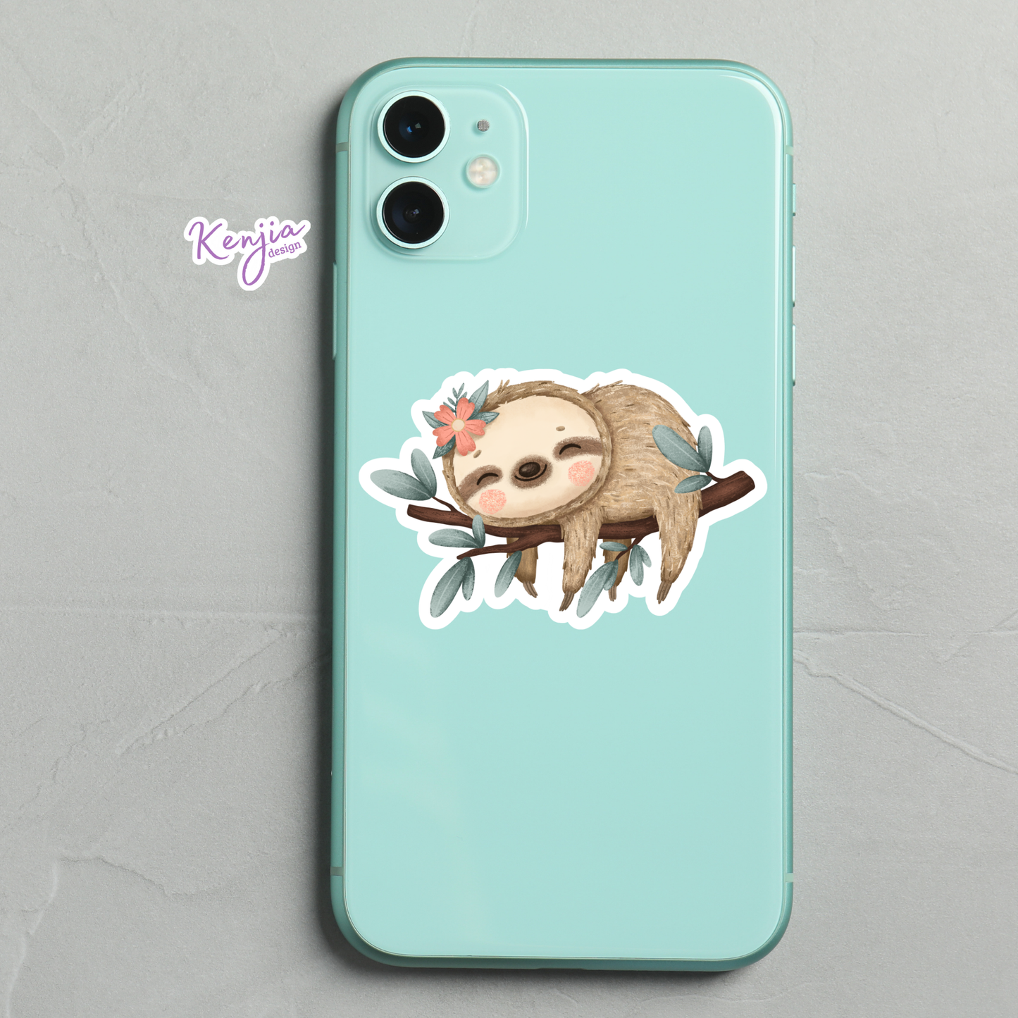 Cute Handmade Sleeping Sloth Sticker / Waterproof: Waterproof Matte