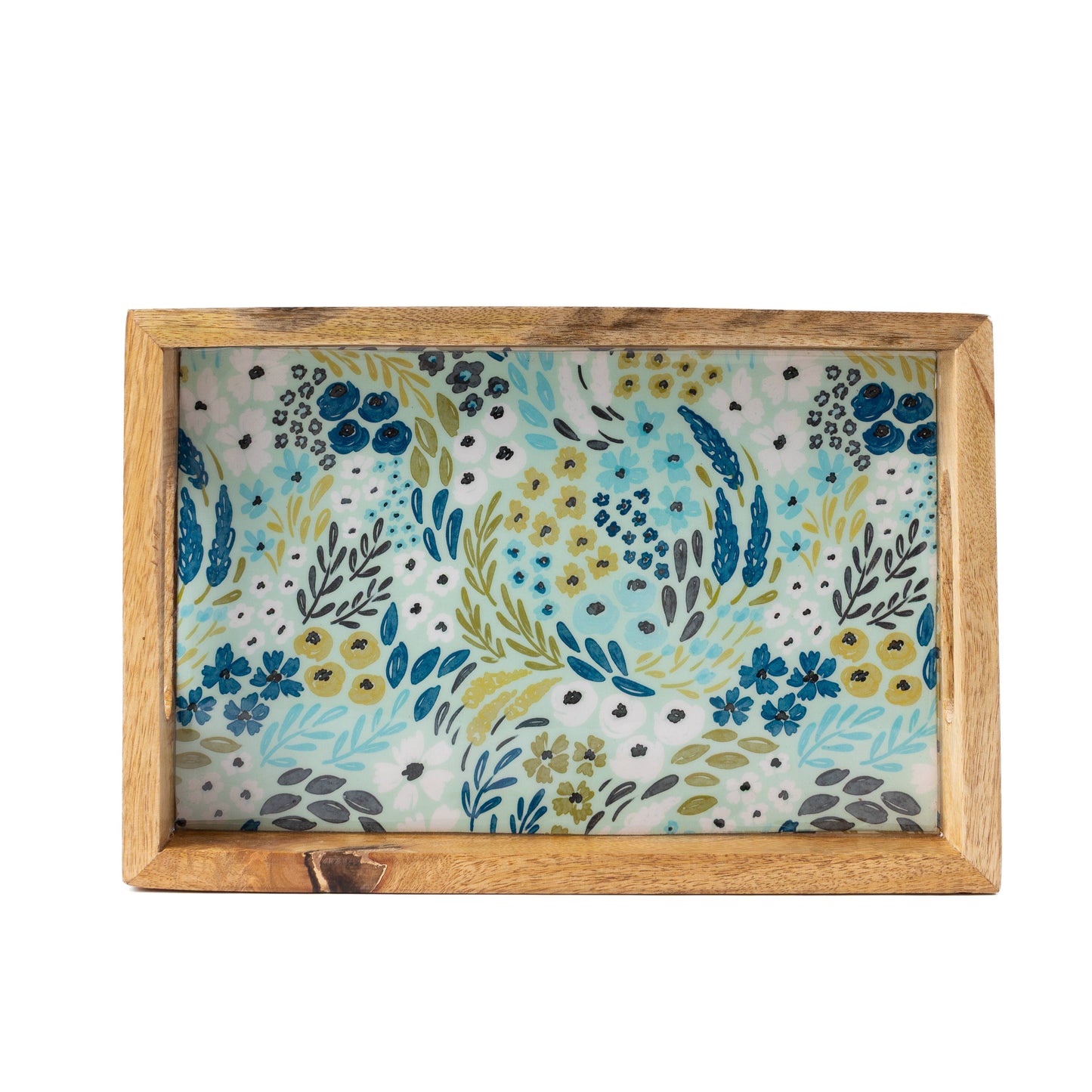 Waterfall Floral Mango Wood Tray