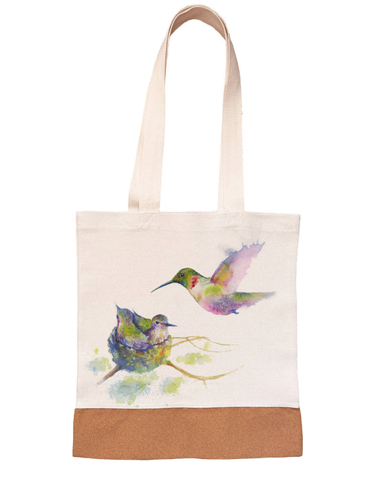 Linen/Canvas Tote Bag - Humming - Bird Nest