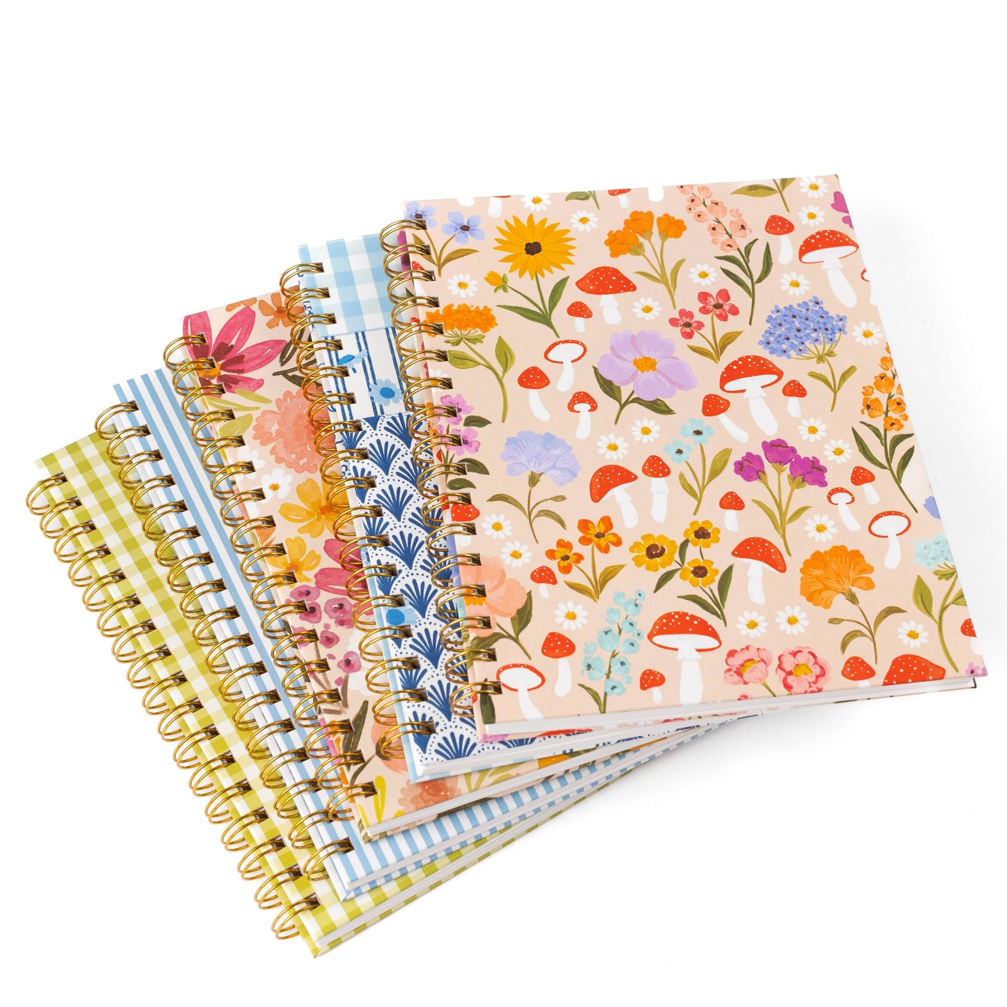 Pressed Floral 7x9 Hardcover Spiral Notebook