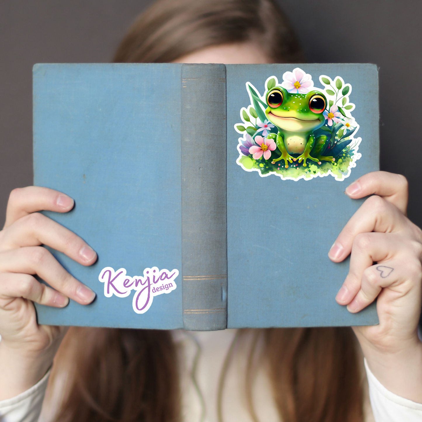 Cute handmade Happy Frog Sticker / Waterproof: Waterproof Matte