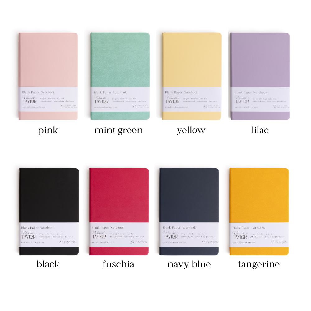 160 Page A5 Blank Journals: 120 GSM Thick Blank Card Stock: Pink