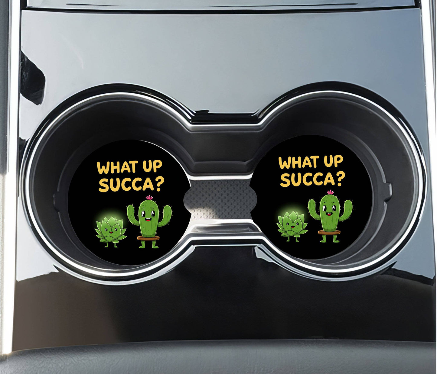 Funny Succulent Car Coasters - Neoprene Set of 2