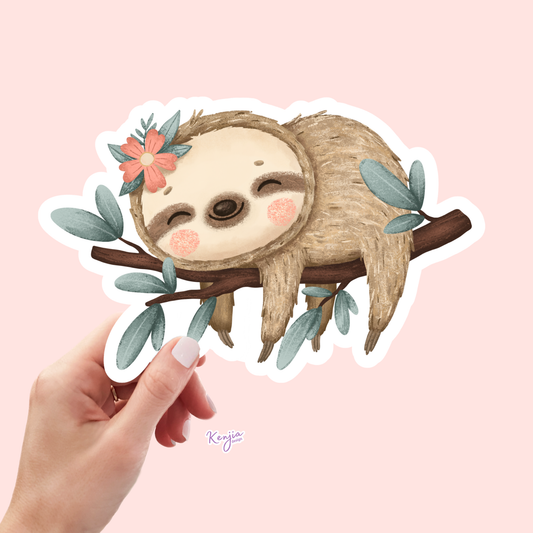 Cute Handmade Sleeping Sloth Sticker / Waterproof: Waterproof Matte