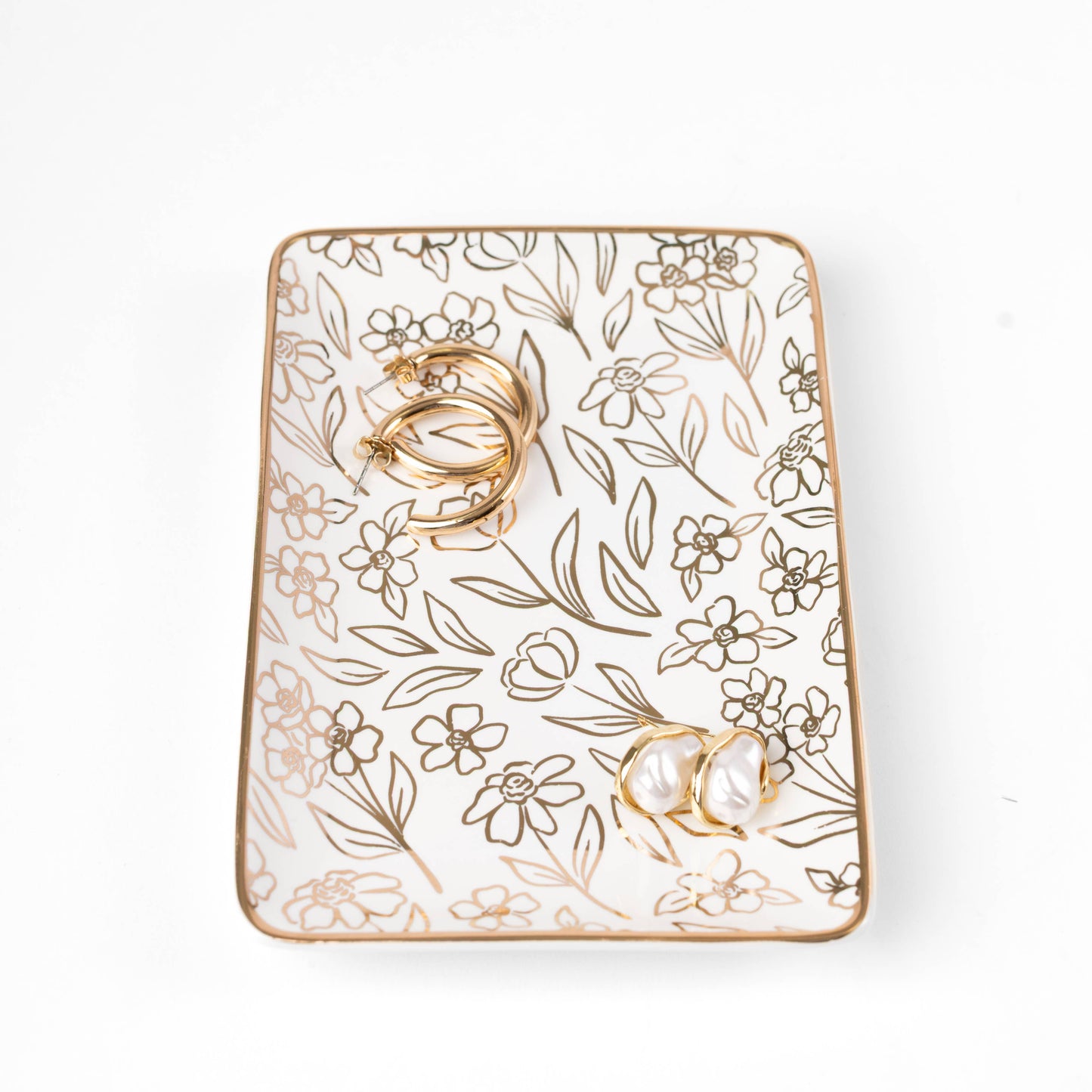 Terracotta Flowers Rectangular Trinket Dish | Fall
