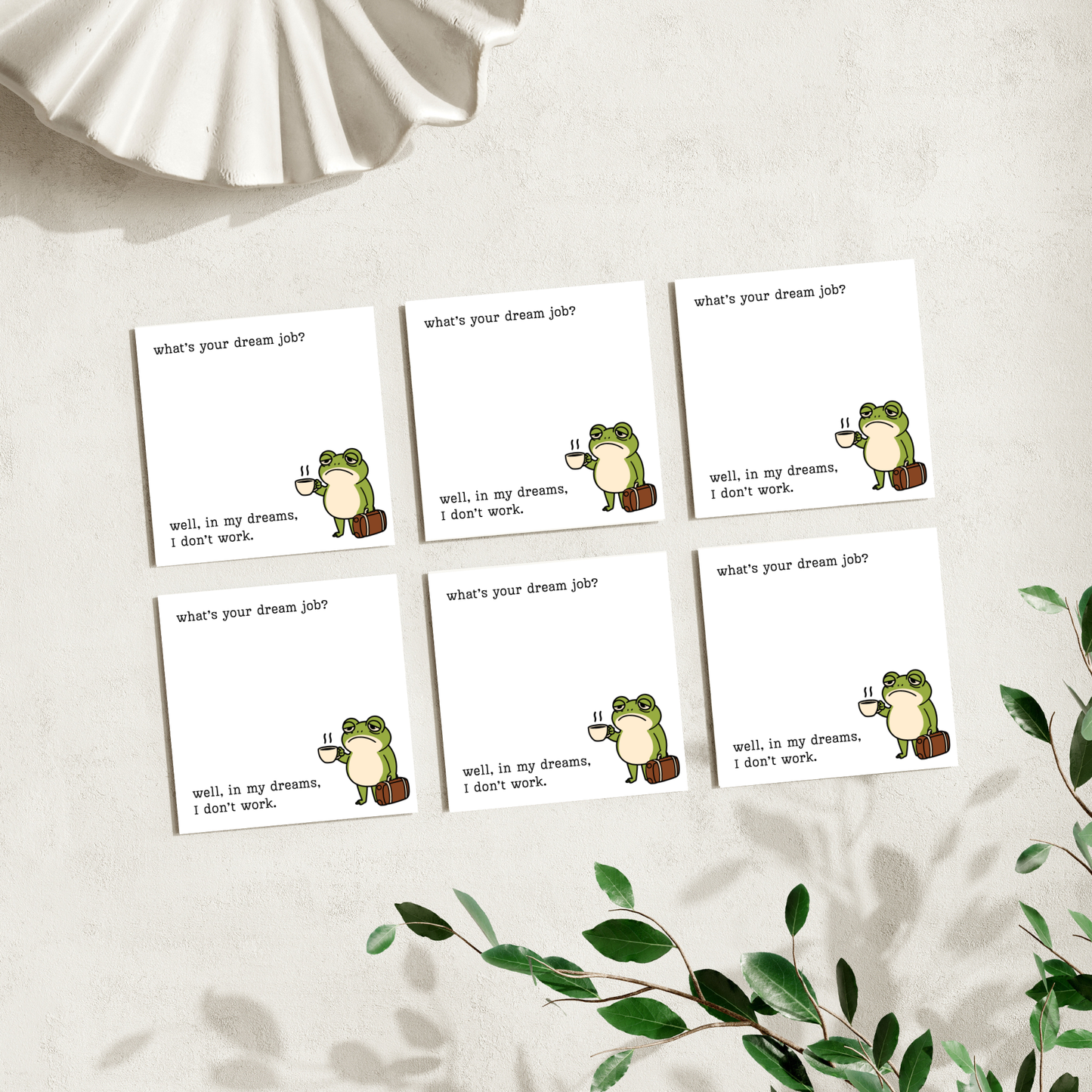 Dream Job Grumpy Frog: 50 Sheet Post-It Note Notepad