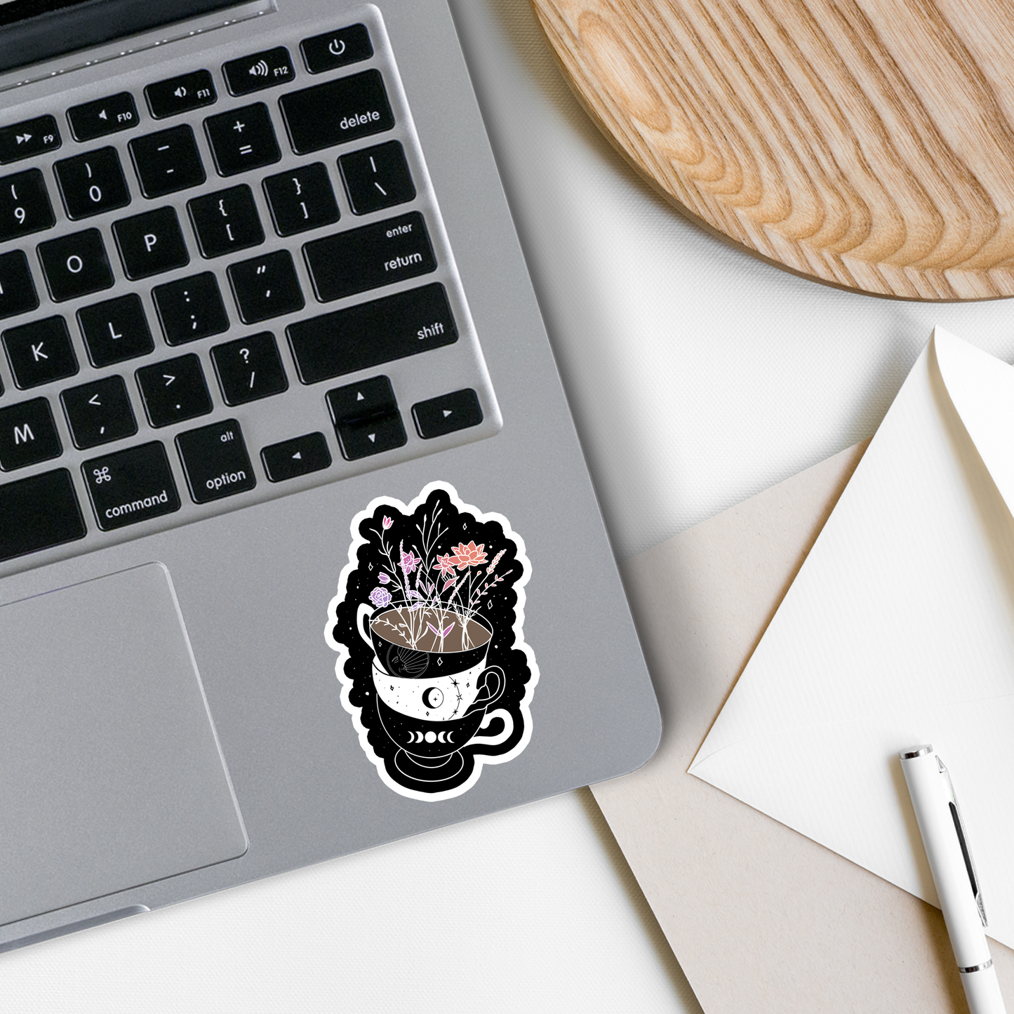 Tea Cup Stack | Flowers | Witch | Waterproof Sticker | 3"