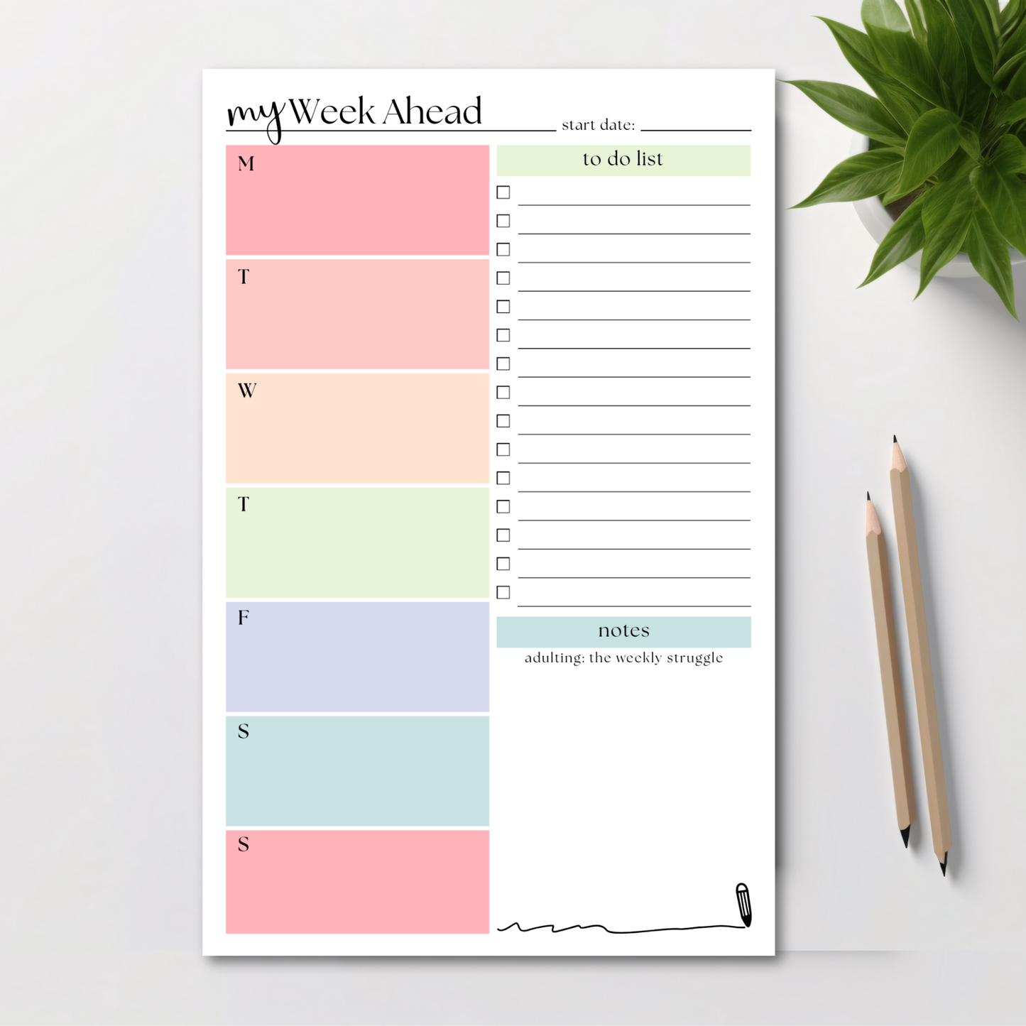 My Week Ahead Daily To-Do List: 50-Page Tear-Off Notepad