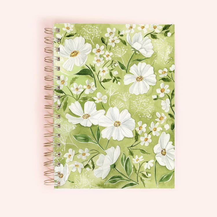 Green Florals Spiral Notebook | 150 Lined Pages