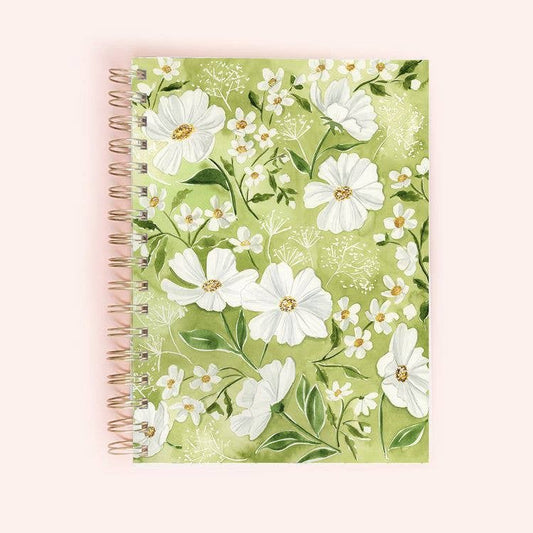 Green Florals Spiral Notebook | 150 Lined Pages