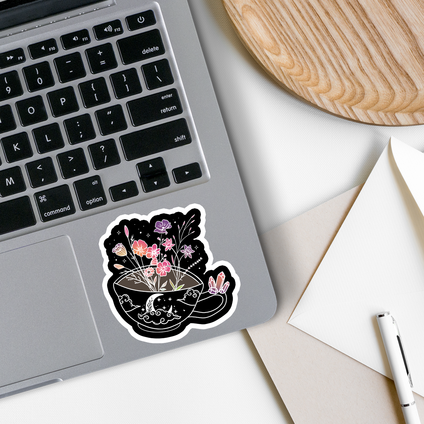 Flowers | Moon | Tea Cup | Witch | Waterproof Sticker | 2.7"