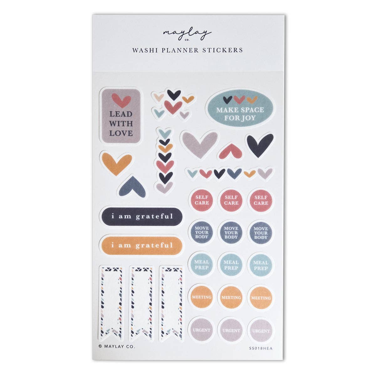 Heartwood Hearts Washi Planner Stickers — Mindful Sticker Sheet for Planners, Journals & Bullet Journaling